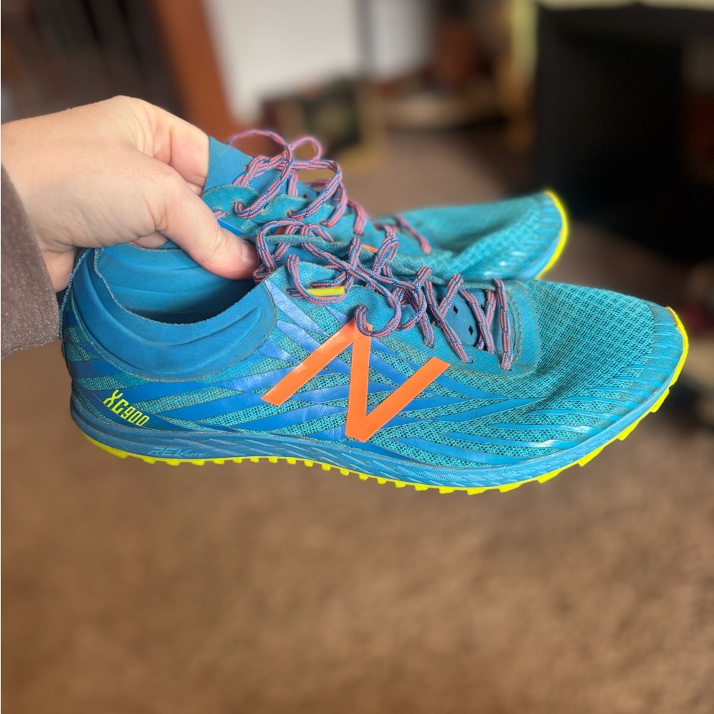 Blue and Orange Athletic Shoes